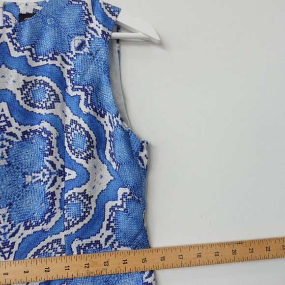 Blue Snake Dress Medium Silk Mini Animal Python Light‎ Casual JANIS LEE $240 - Picture 6 of 10